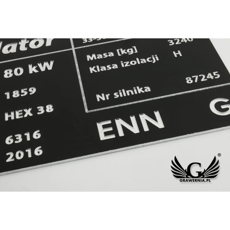 Aluminium Typenschild - Multicolor - CNC Gravur - Abmessungen: 100x60mm - TZN034