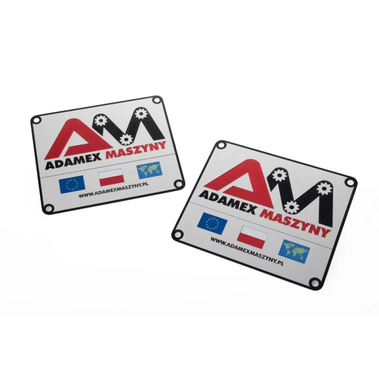 Namensschild aus silbernem Aluminium - UV-Druck - Maße: 120x100mm - TZN048