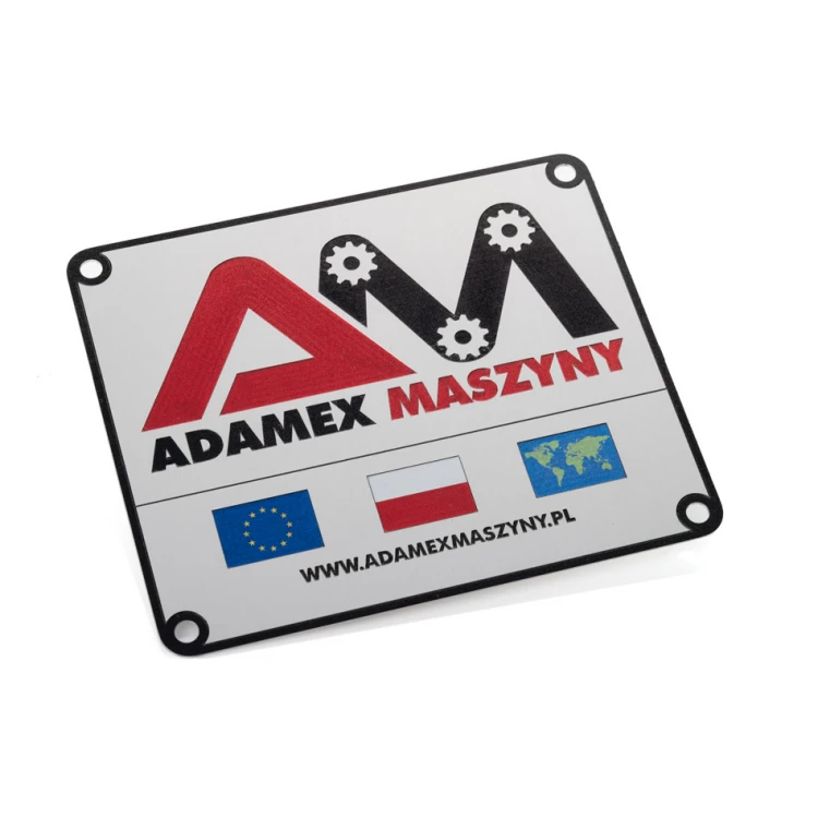 Namensschild aus silbernem Aluminium - UV-Druck - Maße: 120x100mm - TZN048