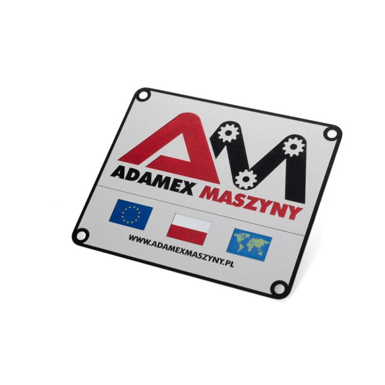 Namensschild aus silbernem Aluminium - UV-Druck - Maße: 120x100mm - TZN048
