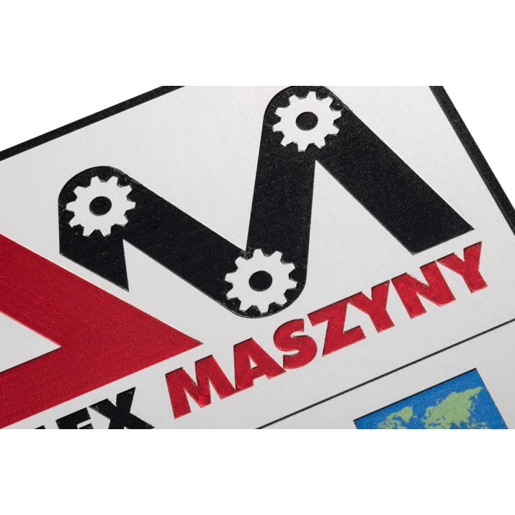Namensschild aus silbernem Aluminium - UV-Druck - Maße: 120x100mm - TZN048