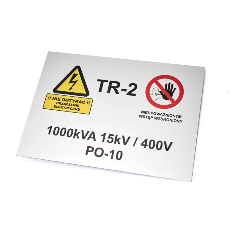 Namensschild mit Warnhinweisen - Größe 297x210mm (A4) - eloxiertes Aluminium - unverwüstlicher Druck - BHP188