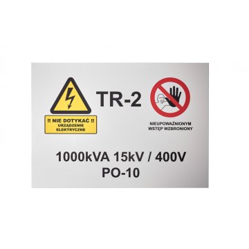 Namensschild mit Warnhinweisen - Größe 297x210mm (A4) - eloxiertes Aluminium - unverwüstlicher Druck - BHP188