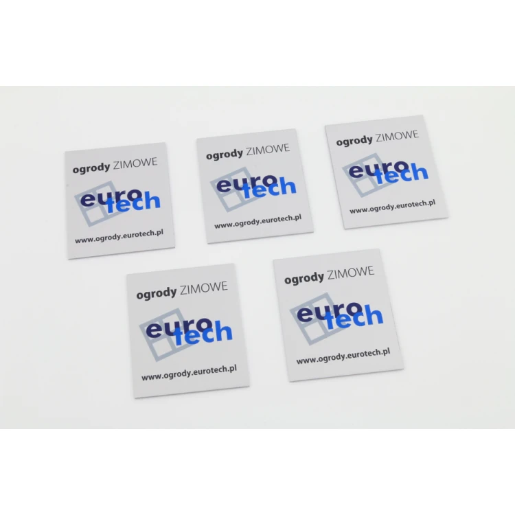Aluminium-Produktanhänger mit Ihrem Firmenlogo - Maße 50x60x1mm - unverwüstlicher Druck