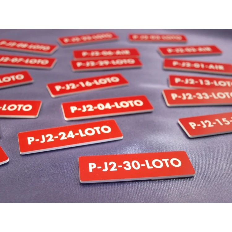 Rote Kennzeichnungsplatten für Geräte - Abmessungen: 60x20mm