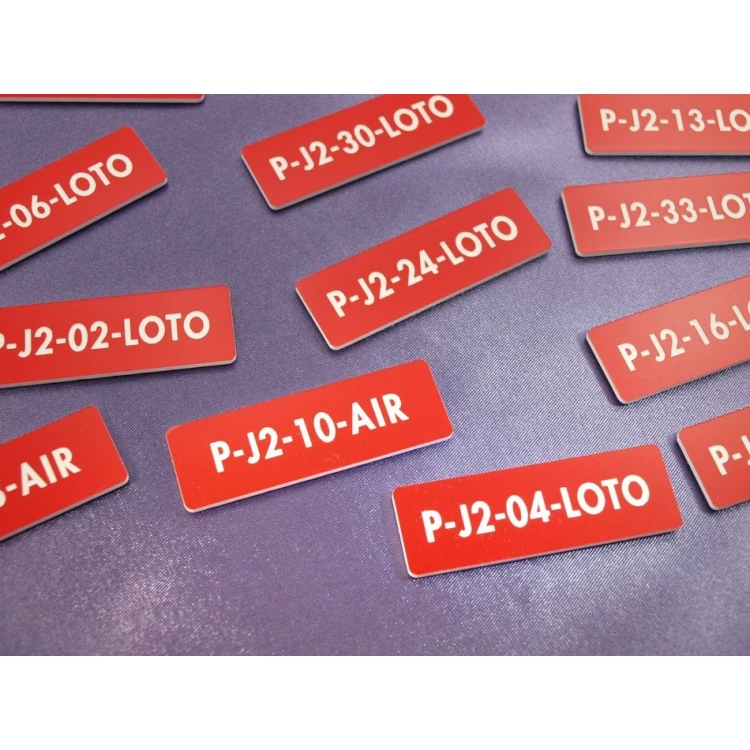 Rote Kennzeichnungsplatten für Geräte - Abmessungen: 60x20mm
