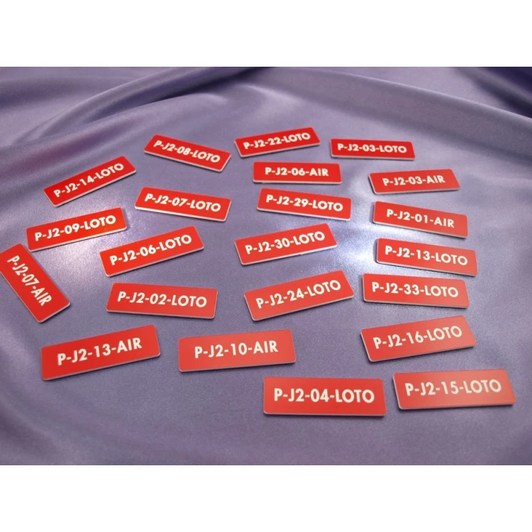 Rote Kennzeichnungsplatten für Geräte - Abmessungen: 60x20mm