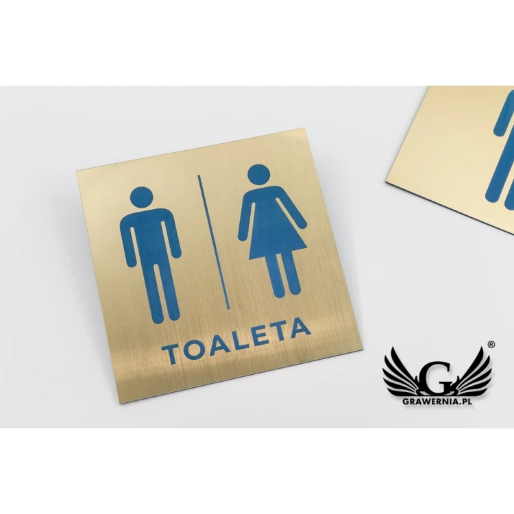 Toilettenschilder - Goldlaminat mit farbiger Gravur - Abm. 150x150mm - TT013