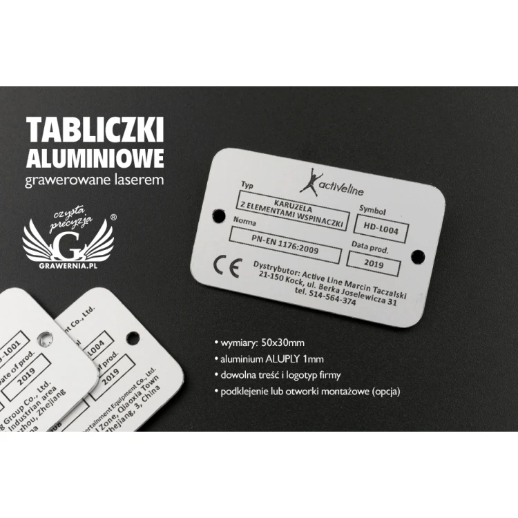 Gravierte Aluminium-Aluply-Plakette - Größe 50x30mm - TAB063