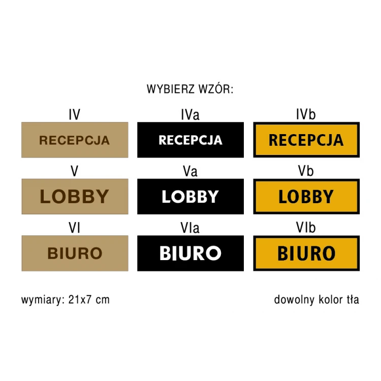 Informationsplaketten für Garderoben, Büros, Lager - Größe 210x70mm - PVC - UV-Druck - TAB169