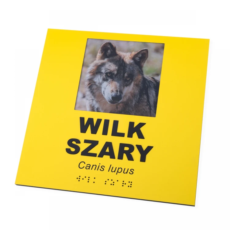 Informationsplaketten mit Foto, beliebigem Text und Braille-Schrift - Abm. 210x210mm - TAB492