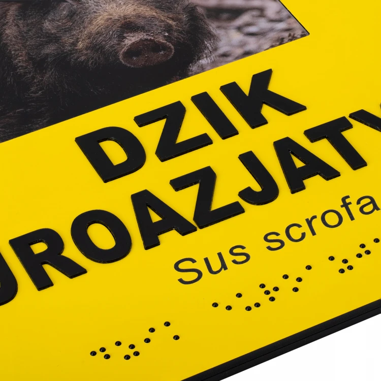 Informationsplaketten mit Foto, beliebigem Text und Braille-Schrift - Abm. 210x210mm - TAB492