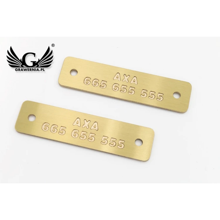 Messingplatte CNC graviert - Abm. 60x15x1,6mm - TAB107