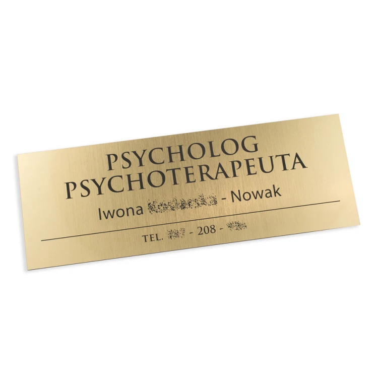 Goldene Plakette für Tür oder Wand - Gravierlaminat 1,6mm - Abmessungen 290x105mm - SZ144
