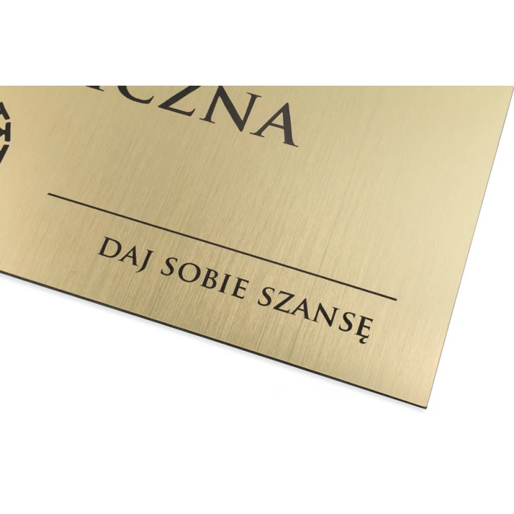 Goldene Plakette für Tür oder Wand - Gravierlaminat 1,6mm - Abmessungen 290x105mm - SZ144