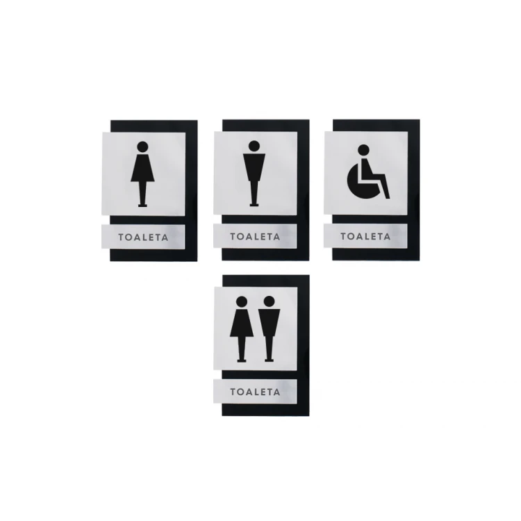 Toilettenschilder in Schwarz und Spiegelplexi - Abm. 100x145mm - TT031
