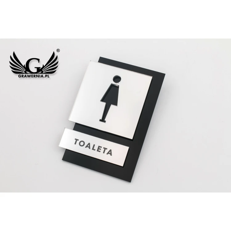 Toilettenschilder in Schwarz und Spiegelplexi - Abm. 100x145mm - TT031