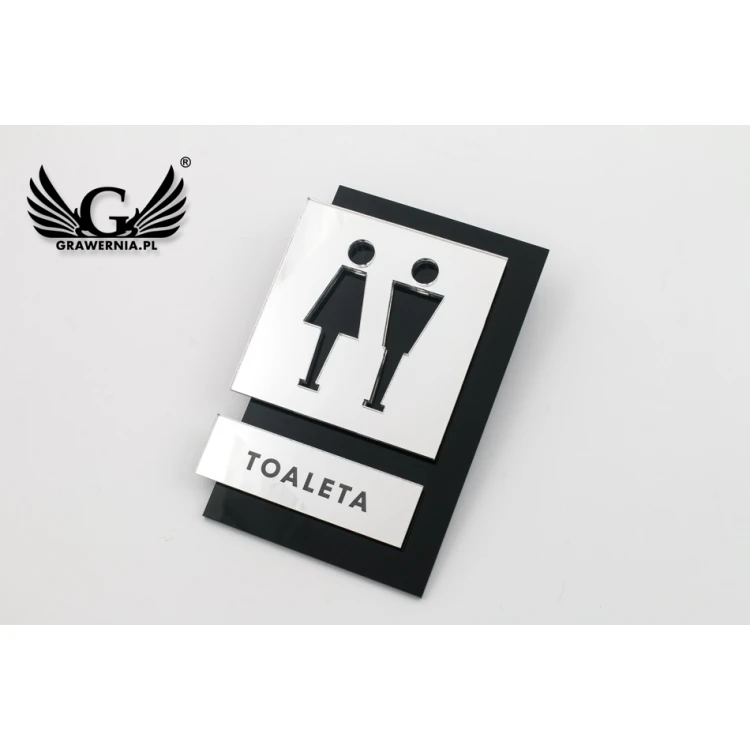 Toilettenschilder in Schwarz und Spiegelplexi - Abm. 100x145mm - TT031