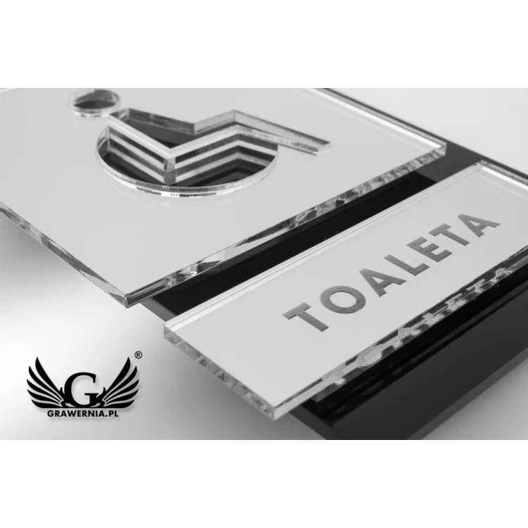 Toilettenschilder in Schwarz und Spiegelplexi - Abm. 100x145mm - TT031