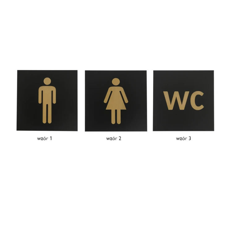 Toilettenschilder - schwarzes Exterior-Laminat mit goldener Gravur - Abmessungen 150x150mm - TT014