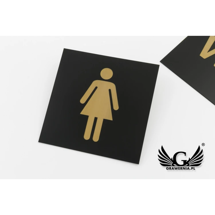 Toilettenschilder - schwarzes Exterior-Laminat mit goldener Gravur - Abmessungen 150x150mm - TT014