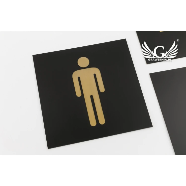 Toilettenschilder - schwarzes Exterior-Laminat mit goldener Gravur - Abmessungen 150x150mm - TT014