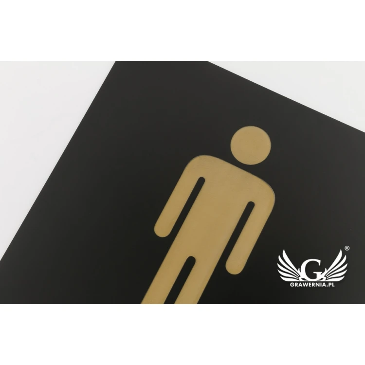 Toilettenschilder - schwarzes Exterior-Laminat mit goldener Gravur - Abmessungen 150x150mm - TT014