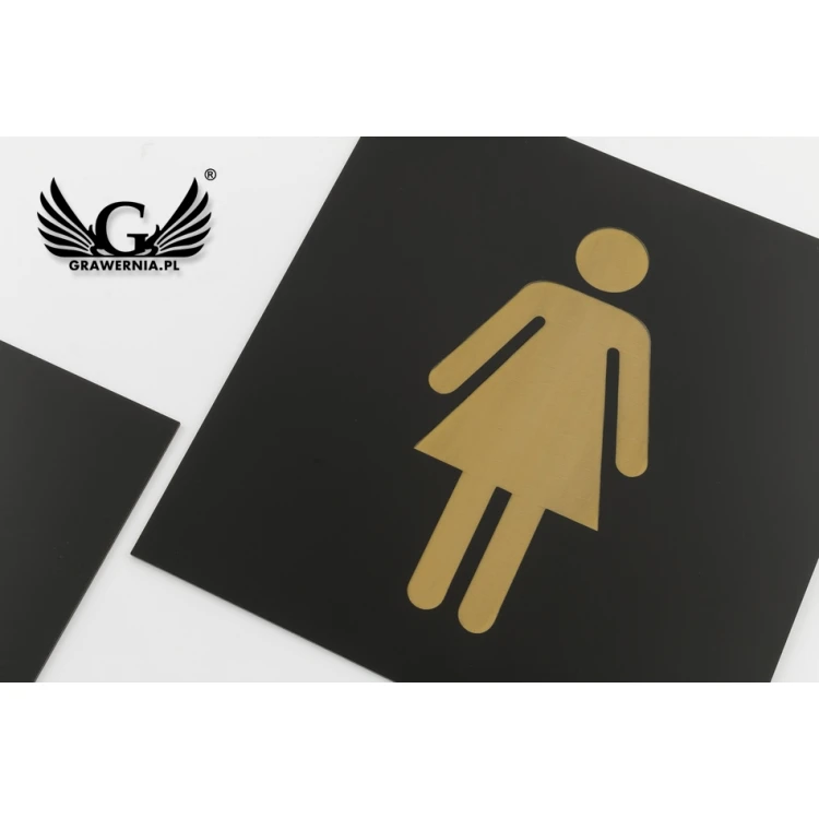 Toilettenschilder - schwarzes Exterior-Laminat mit goldener Gravur - Abmessungen 150x150mm - TT014