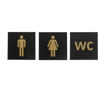 Toilettenschilder - schwarzes Exterior-Laminat mit goldener Gravur - Abmessungen 150x150mm - TT014