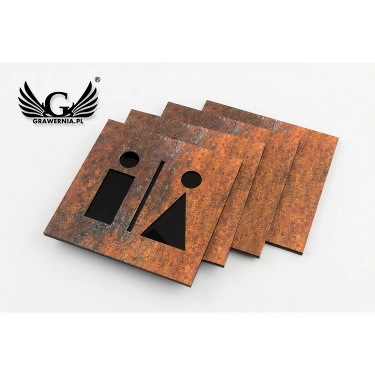 Laminat Textures Toiletten-Schilder, komplett ausgeschnitten - Acryl-Unterlage - Abmessungen 120x120mm - TT028