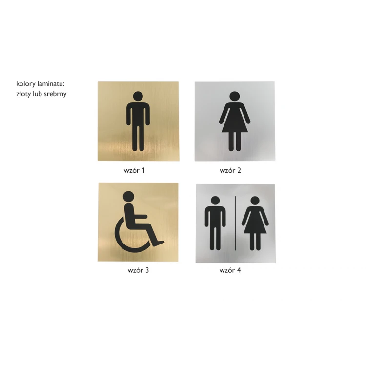 Toilettenschilder - Silber oder Gold Laminat - Größe 150x150mm - TT015