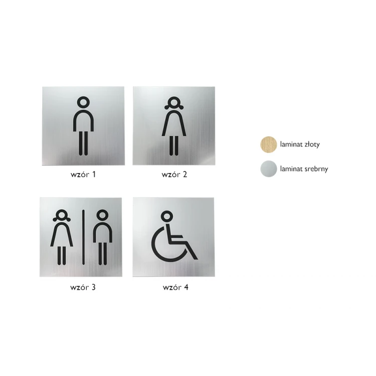 Toilettenschilder - Silber oder Gold Laminat - Größe 100x100mm - TT019