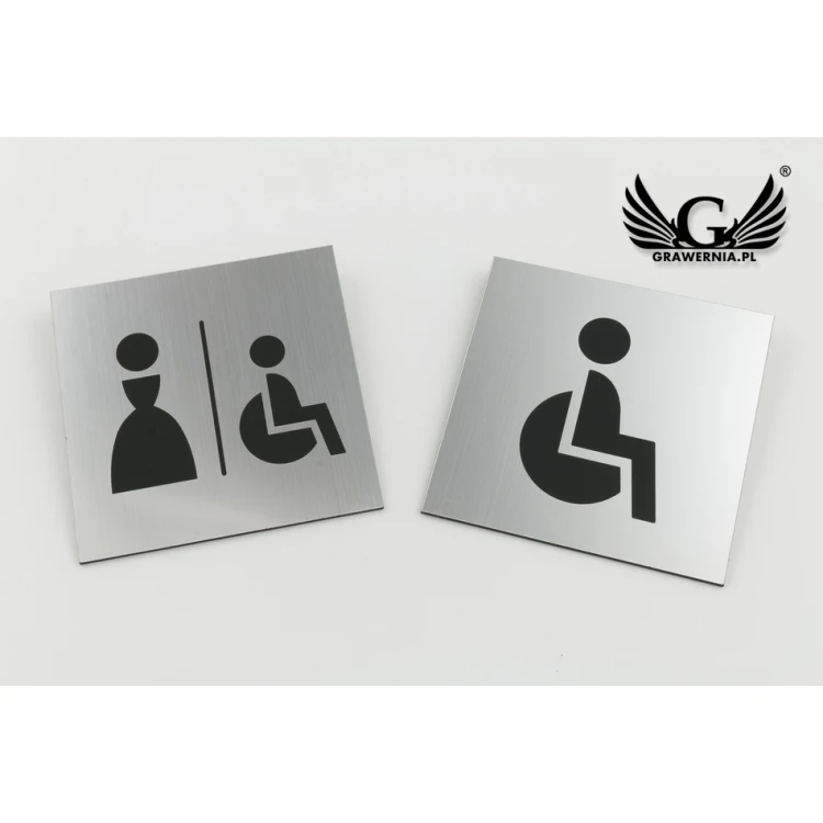 Toilettenschilder - Silber oder Gold Laminat - Größe 100x100mm - TT025