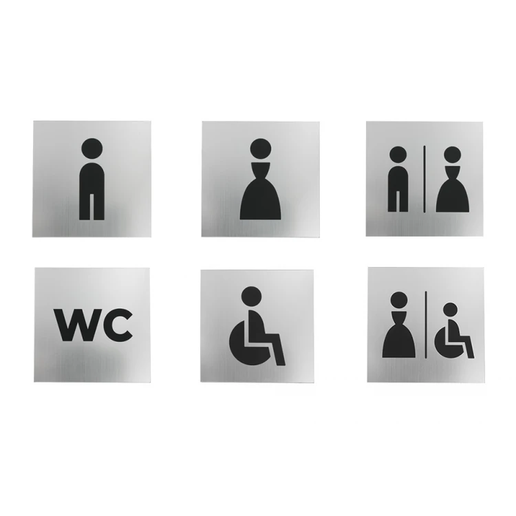 Toilettenschilder - Silber oder Gold Laminat - Größe 100x100mm - TT025