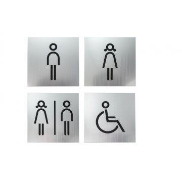 Toilettenschilder - Silber oder Gold Laminat - Größe 100x100mm - TT019