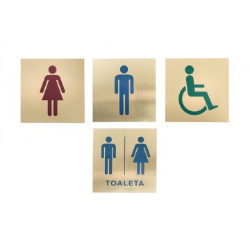 Toilettenschilder - Goldlaminat mit farbiger Gravur - Abm. 150x150mm - TT013
