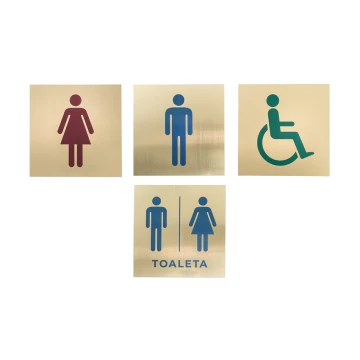 Toilettenschilder - Goldlaminat mit farbiger Gravur - Abm. 150x150mm - TT013