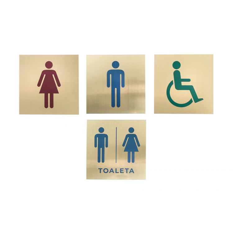 Toilettenschilder - Goldlaminat mit farbiger Gravur - Abm. 150x150mm - TT013