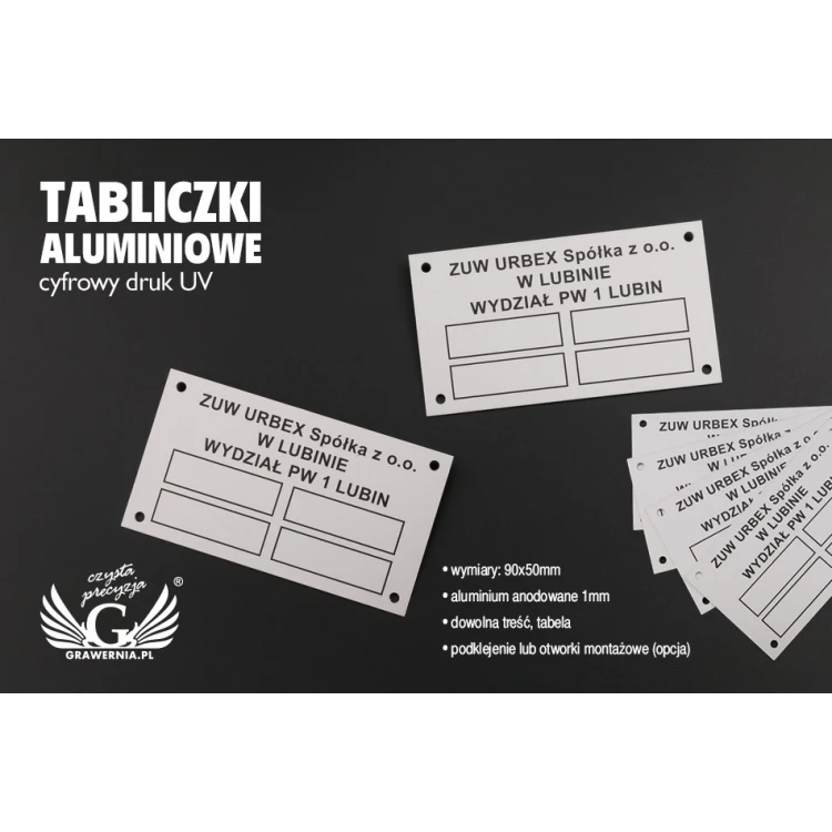 Namensschilder - eloxiertes Aluminium - unverwüstlicher Druck - 90x50mm Größe - TZN037