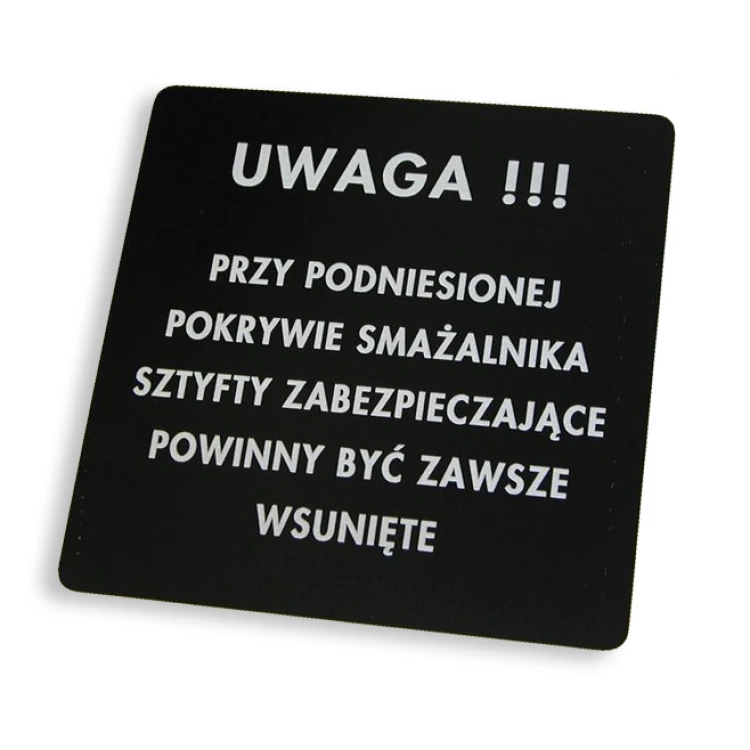 Beschriftungstafeln für Maschinen und Geräte - Abmessungen: 155x155mm