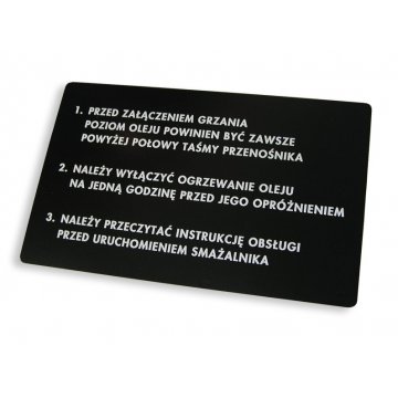 Beschriftungstafeln für Maschinen und Geräte - Abmessungen: 280x175mm