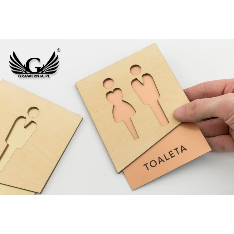 Premium Schilder für Toiletten aus Holz und Laminat - Größe 105x140mm - TT018