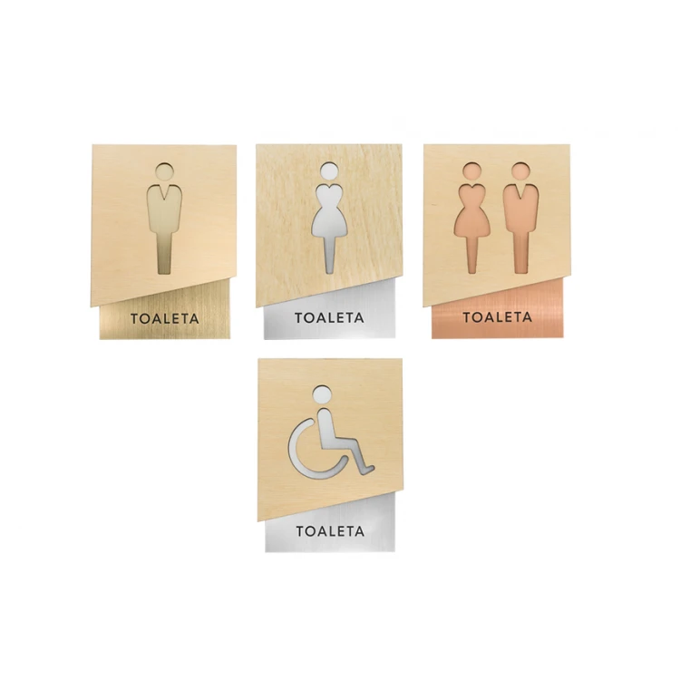 Premium Schilder für Toiletten aus Holz und Laminat - Größe 105x140mm - TT018