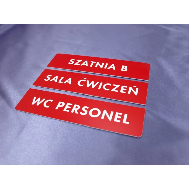 Dreiteilige Schilder für Türen oder Wände - rot - Abmessungen 20x5cm