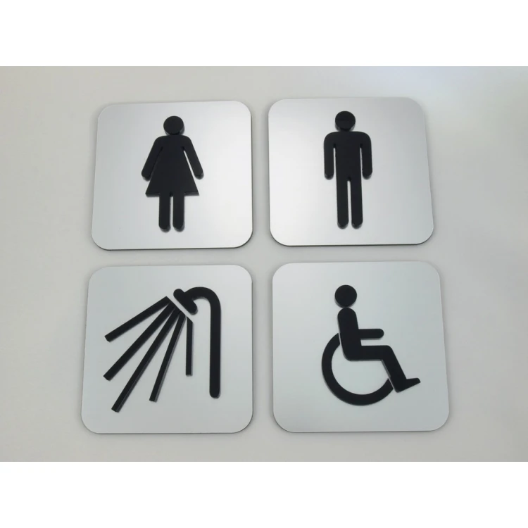 KONVEXE KENNZEICHNUNG VON TOILETTEN UND SICHERHEITSKENNZEICHNUNGEN - GRÖßE 80X80MM