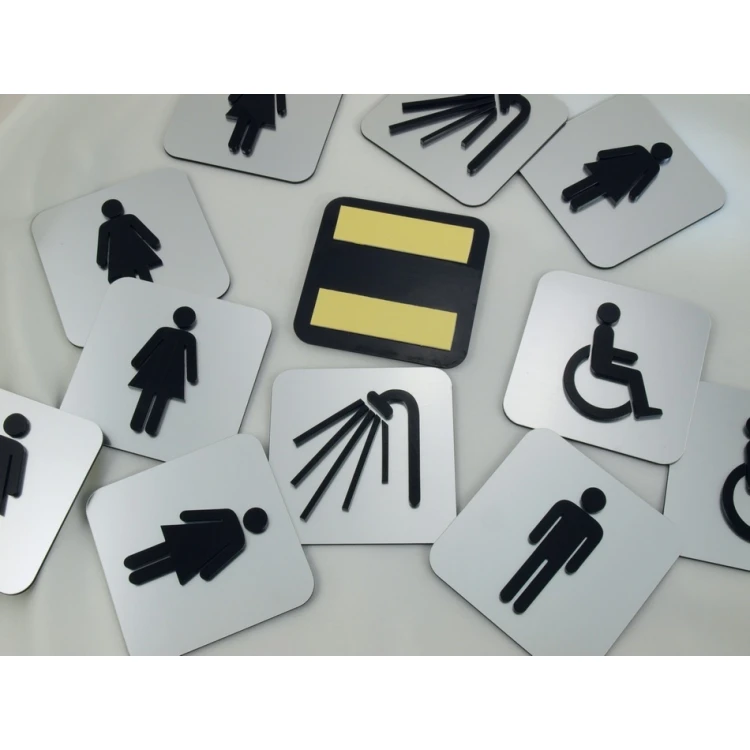 KONVEXE KENNZEICHNUNG VON TOILETTEN UND SICHERHEITSKENNZEICHNUNGEN - GRÖßE 80X80MM