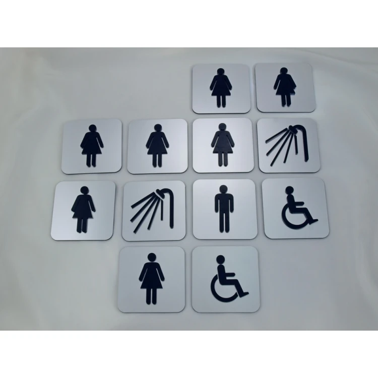 KONVEXE KENNZEICHNUNG VON TOILETTEN UND SICHERHEITSKENNZEICHNUNGEN - GRÖßE 80X80MM