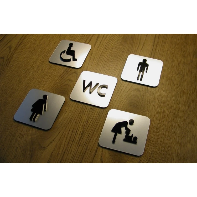 KONVEXE KENNZEICHNUNG VON TOILETTEN UND SICHERHEITSKENNZEICHNUNGEN - GRÖßE 80X80MM