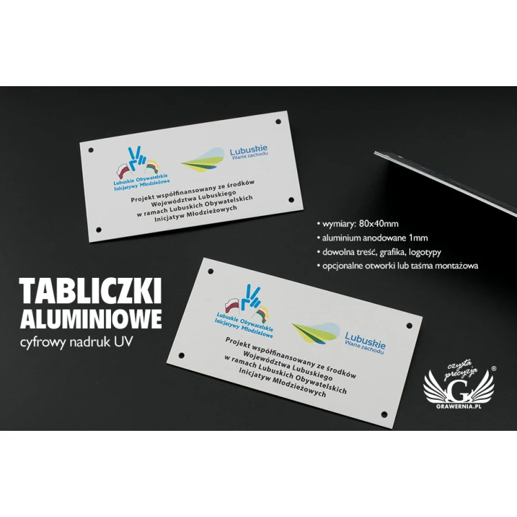 Eloxierte Aluminiumplatten - unverwüstlicher Druck - Maße 80x40mm