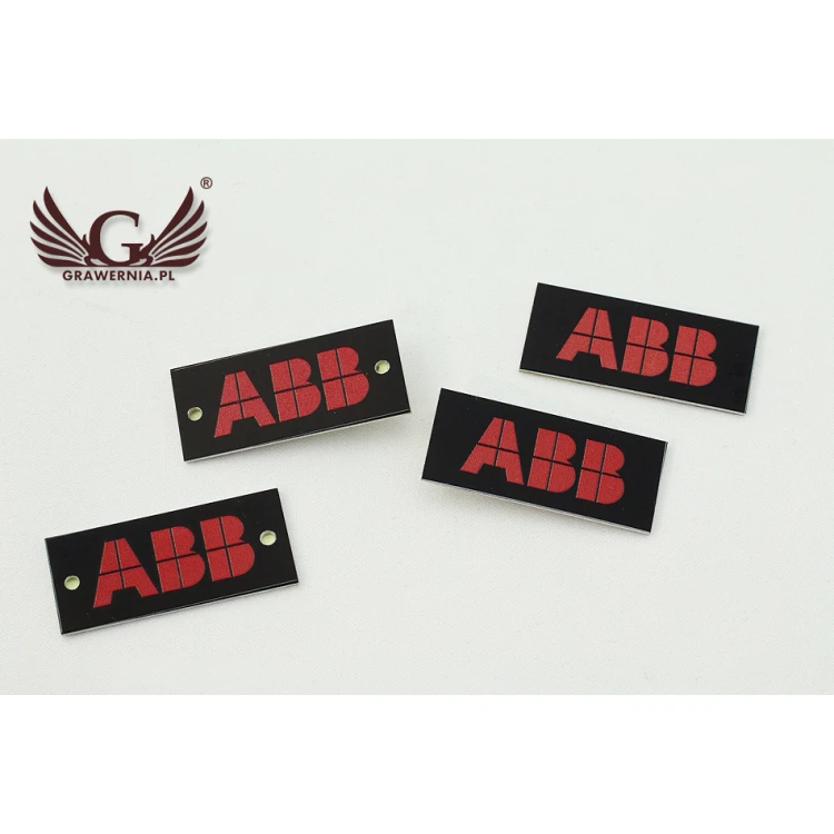 Schwarz eloxierte Aluminium-Logoplatten - unverwüstlicher Druck - Maße: 35x15mm